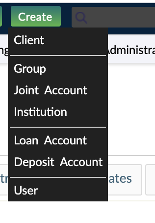 Create button and list of entities